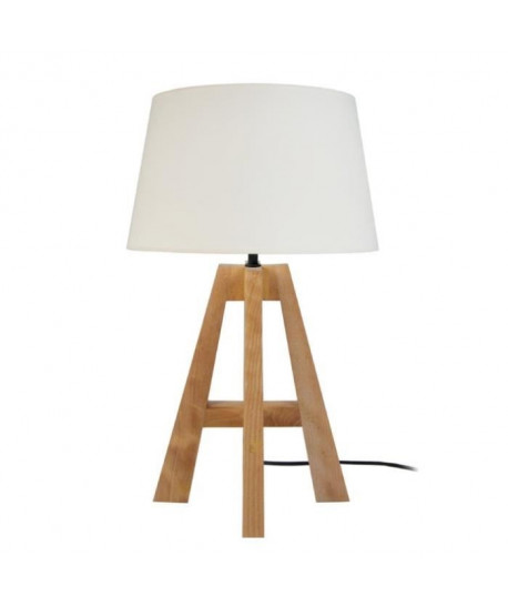 VIDAR 1 Lampe a poser Bois Hetre massif  30x30x54cm  Bois Cérusé/Écru