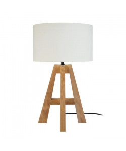 VIDAR 1 Lampe a poser Bois Hetre massif  30x30x56cm  Bois Cérusé/Écru