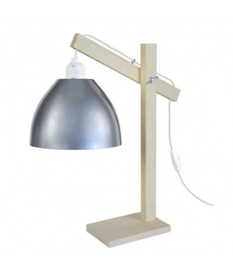 PILORI/CELICA 17 Lampe bureau Bois hetre acier  27x27x50cm  Naturel/Aluminium