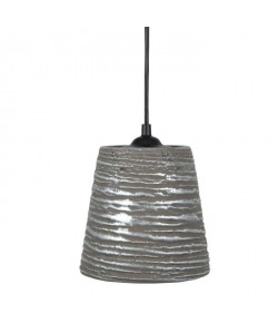 LAMAS   Lustre  suspension céramique, diametre 14,5 cm, strié, taupe