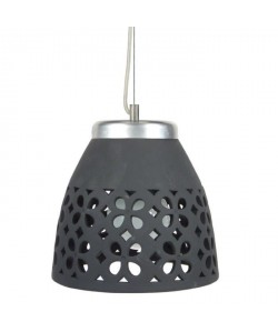 TOURAL   Lustre  suspension céramique, diametre 25,5 cm,trous triangle, noir, top métal