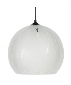 BIA Lustre  suspension verre Globe, diametre 30 cm, décor lignes hexagonales, amte