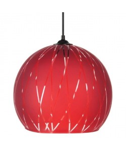 BIA Lustre  suspension verre Globe ,diametre 30 cm,décor lignes hexagonales, rouge