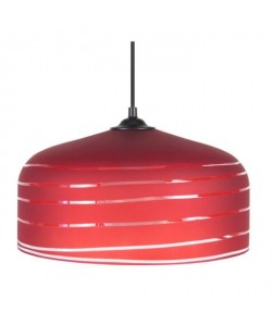TESTO Lustre  suspension verre diametre 29 cm, décor spirale, rouge