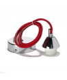 Cordon électrique pour suspension douille E27 60W max, câble tissu tressé rouge, filin métallique et support chromé longueu