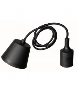 Cordon en silicone avec câble en tissu noir pour ampoule, douille E27 60W max