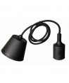 Cordon en silicone avec câble en tissu noir pour ampoule, douille E27 60W max