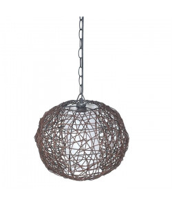 Lustre avec boule en métal filaire marron foncé  diffuseur interieur  Ř 36cm