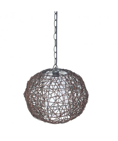 Lustre avec boule en métal filaire marron foncé  diffuseur interieur  Ř 36cm