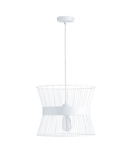 Lustre  suspension cage métal E27 60W diametre 35,3 cm x hauteur 29,7 cm blanc