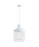 Lustre  suspension cage métal E27 60W diametre 31 cm x hauteur cage 43,7 cm blanc