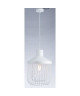 Lustre  suspension cage métal E27 60W diametre 31 cm x hauteur cage 43,7 cm blanc