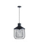 Lustre  suspension cage métal E27 60W diametre 31 cm x hauteur cage 43,7 cm noir