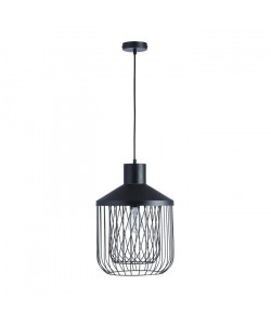 Lustre  suspension cage métal E27 60W diametre 31 cm x hauteur cage 43,7 cm noir