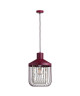 Lustre  suspension cage métal E27 60W diametre 31 cm x hauteur 43,7 cm rouge