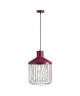 Lustre  suspension cage métal E27 60W diametre 31 cm x hauteur 43,7 cm rouge