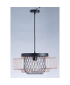 Lustre  suspension cage métal E27 60W diametre 45 cm x hauteur 20,7 cm noir et cuivré