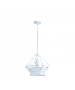 Lustre  suspension cage métal E27 60W Diametre 33,6 xm x hauteur 28 cm blanc