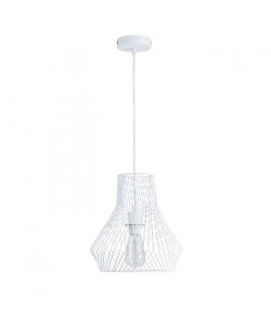 Lustre  suspension cage métal E27 60W diametre 29 cm x hauteur 27,7 cm blanc