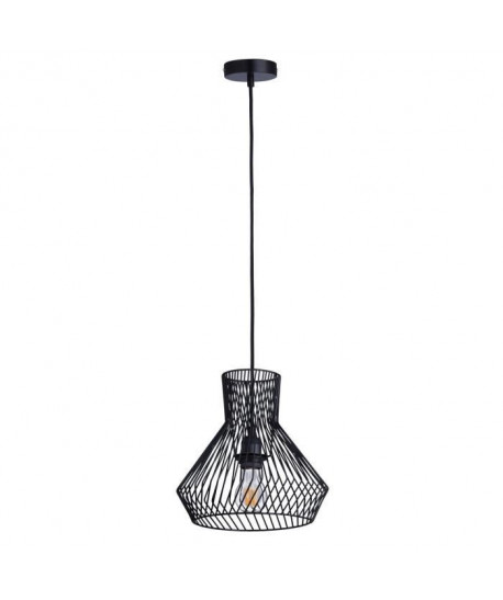 Lustre  suspension cage métal E27 60W diametre 29 cm x hauteur 27,7 cm noir