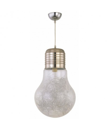 AMP Lustre  suspension ampoule.  Ř26cm au culot. Ř35cm. Hauteur plafond 120 cm