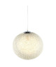 BAYA Lustre  suspension boule rotin Ř35cm blanche. Hauteur plafond 140 cm