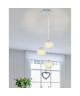 BAYA Lustre  suspension 3 boules rotin Ř20cm blanches. Hauteur plafond 105cm