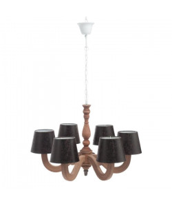 Lustre 6 lampes Bois naturel 63x63x96 cm Marron