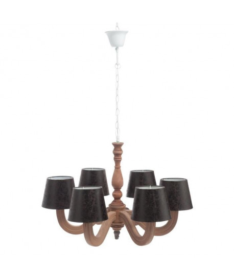 Lustre 6 lampes Bois naturel 63x63x96 cm Marron