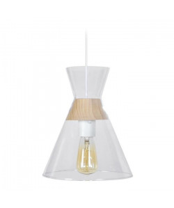 Suspension Conical  Lustre verre et bois  Transparent  E27