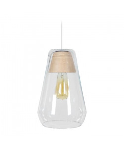 Suspension Leicester  Lustre verre et bois intérieur  Transparent  E27