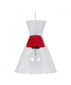 Suspension Conical  Lustre verre et métal  Transparent / Rouge  E27