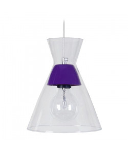 Suspension Conical  Lustre verre et métal  Transparent / Violet  E27