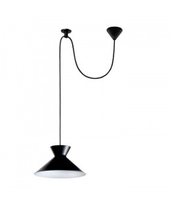 Suspension Leeds  Lustre, câble 150 et fixation au plafon  Métal noir / Blanc  E27