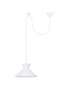 Suspension Leeds  Lustre, câble 150 et fixation au plafon  Métal blanc  E27