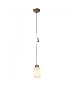 Lustre  suspension a 1 lumiere Nature E27 60W blanc et chene