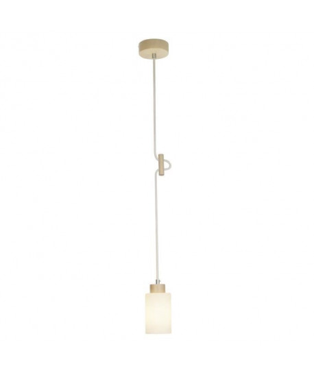 Lustre  suspension a 1 lumiere Nature E27 60W blanc et bouleau