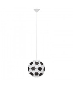 Lustre  suspension papier Soccer motif football diametre 30 cm E27 60W noir et blanc.Chambre enfant