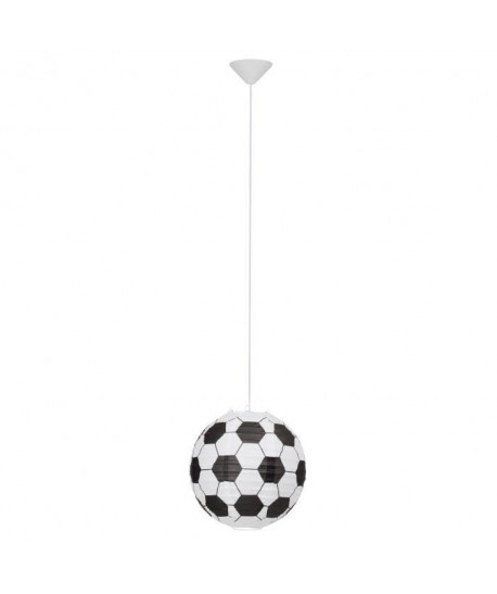 Lustre  suspension papier Soccer motif football diametre 30 cm E27 60W noir et blanc.Chambre enfant