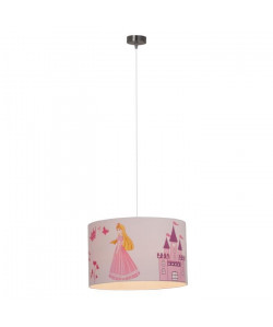 BRILLIANT Lustre  suspension Princess hauteur 100 cm diametre 40 cm E27 60W rose