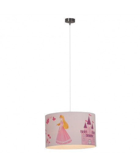 BRILLIANT Lustre  suspension Princess hauteur 100 cm diametre 40 cm E27 60W rose