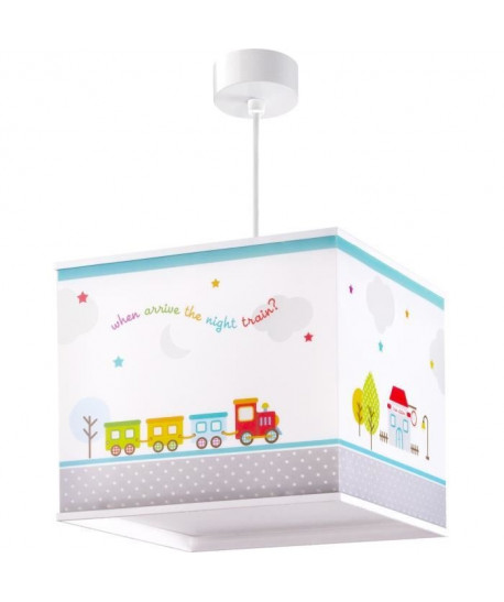 Lustre suspension chambre enfant train  Bleu