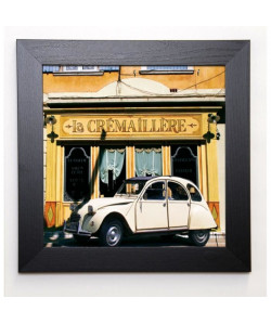 LAUTIER JULIEN Image encadrée La 2 CV de la Crémaillere 37x37 cm Jaune