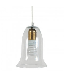 CAMPANELLA Suspension verre 14x14x80 cm Transparent et or