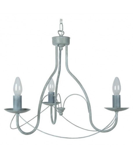 PROVENÇALE Lustre acier 58x58x80 cm Gris et blanc