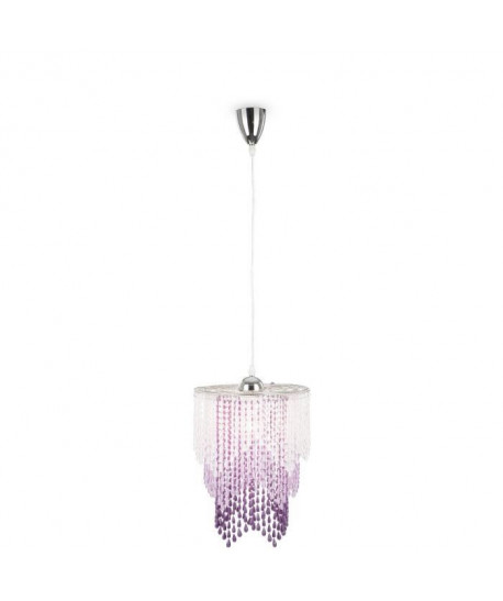 GLOBO LIGHTING Lustre chrome en acrylique translucide lilas  H 165 x Ř 26 cm