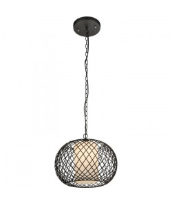 GLOBO LIGHTING Suspension métal noir en verre opal  Forme bougie