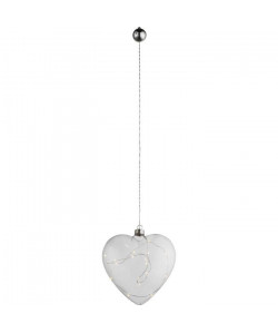 GLOBO LIGHTING Suspension LED Coeur avec Interrupteur  Inclus 2 piles CR2450  Ř 17 x H 72 cm  Blanc