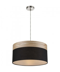 GLOBO LIGHTING Suspension mat   Ř 40 x H 120 cm  Tissu noir  et bois marron