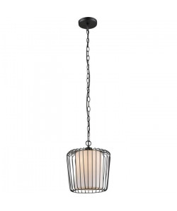 GLOBO LIGHTING Suspension métal noir en verre opal  Forme cylindrique